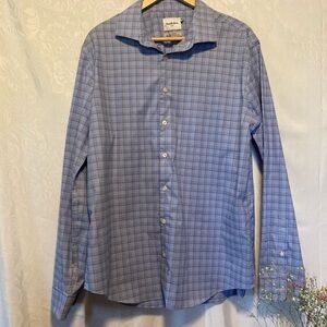 Goodfellow & Co. Size XL Slim Blue Gingham Plaid Button Down Dress Shirt
